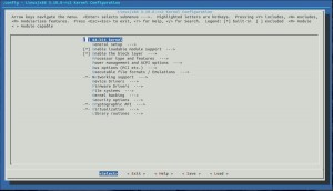 Captura de pantalla del menuconfig